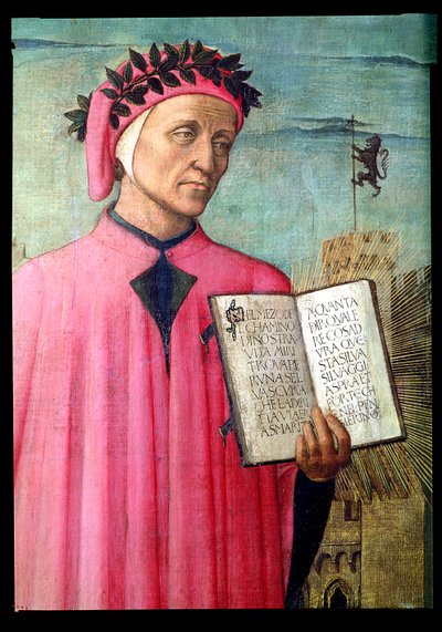 Dante liest aus der Göttlichen Komödie (Detail) von Domenico di Michelino